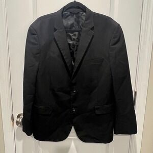 BOLZANO UOMO COLLEZIONE Black Oxford 2B Polyester Blazer Suit Jacket Men
